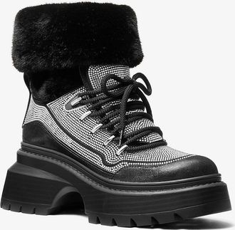 Michael Kors Shiloh Embellished Mixed-Media Boot