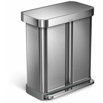 Simplehuman Pattumiere - Pattumiera differenziata, con portasacchetti, 58 l, acciaio inox spazzolato CW2025 - Simplehuman