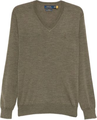 Polo Ralph Lauren Maglione in lana con scollo a V - Verde
