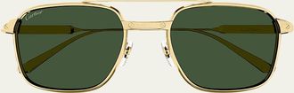 Cartier Mens CT0610S-002 Double-Bridge Titanium Aviator Sunglasses