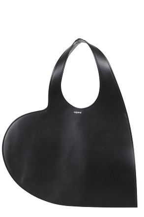 Coperni Black Heart Tote Double Handle Engraved Logo Suede Tote Bag