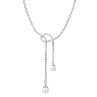 Swarovski Matrix Necklace Pearl Rhodium Shiny White