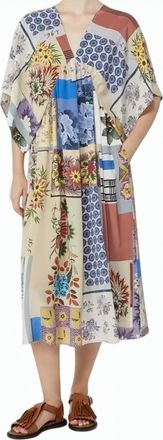 Weekend Multicolor Patchwork Floral V Neck Dress