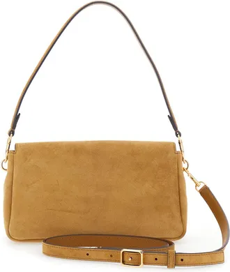 Tory Burch Womens Crossbody Bag Charlie Suede Brown Shoulder