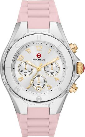 Michele Jellybean Silicone Strap Watch, 38mm in Silver at Nordstrom Rack
