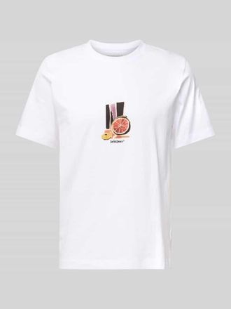 Jack & Jones Jack & Jones T-Shirt mit geripptem Rundhalsausschnitt Modell VARENNA in Weiss, Gr&ouml;&szlig;e XL