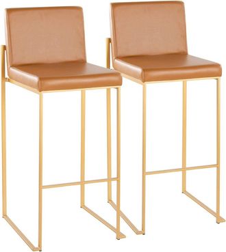 LumiSource Grand View Set Of 2 Fuji High Back 26In Fixed-Height Barstools