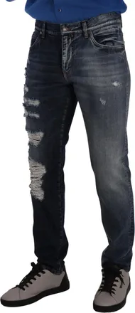 Dolce & Gabbana Mens Distressed Denim Jeans Blue Cotton