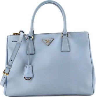 Prada Borsa tote Double Zip Lux media in pelle Saffiano - Blu