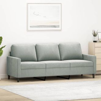 vidaXL Divano a 3 Posti Grigio Chiaro 180 cm in Velluto - Vidaxl
