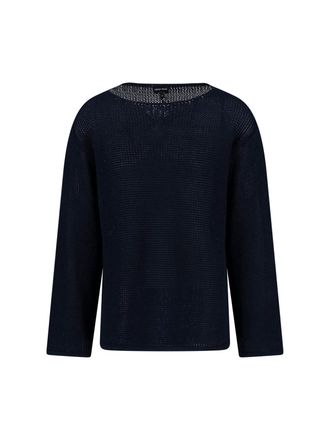 Giorgio Armani Linen And Lyocell Sweater Dark Blue