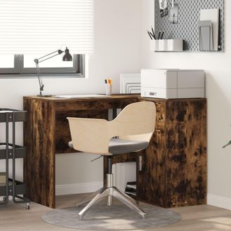 Berkfield Home Corner Desk Smoked Oak 102x88x75 cm Engineered Wood in Black | Size: 102 x 88 x 75 cm