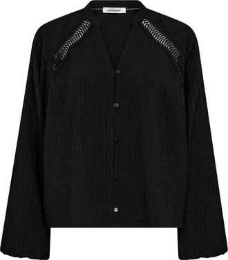 Co'Couture Shinacc Lace V-Shirt Bluse 35923 - Dames - Overhemden - Zwart - S - Overhemden