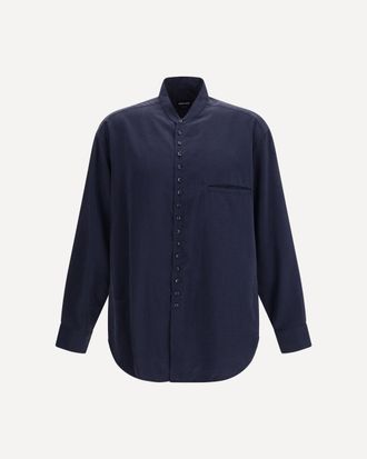 Giorgio Armani Washed silk Shirt with band collar Male S