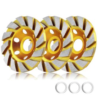 OEM 3 Piezas, 10,16 Cm, 12 Segmentos Turbo Diamant Slijpwielen Para Hoekschuurmachine, Para Beton, Steen, Keramiek (geel)