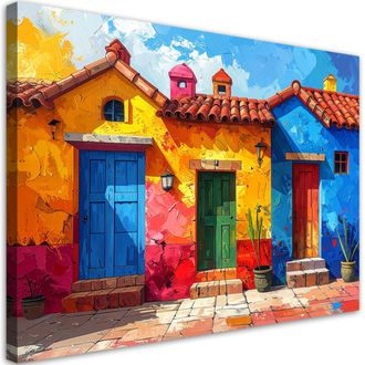 Feeby Cuadro En Lienzo, Casas De Colores Edificios, 100x70