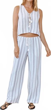 Bella Dahl Beach Pant With Tassel Drawstring In Rosewood Stripe