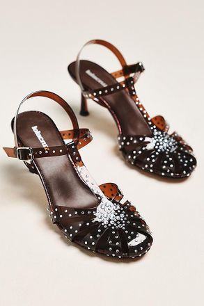 Lola Cruz Rhinestone Jelly T-Strap Heels