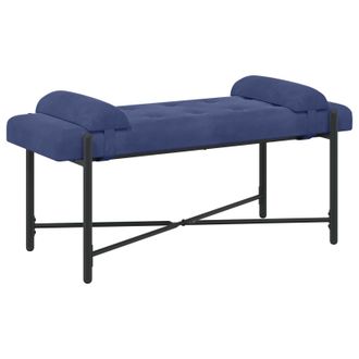 vidaXL Banco Con Botones Y Cojines Azul Polic&iacute;a 110 X 40 X 46 Cm Vidaxl