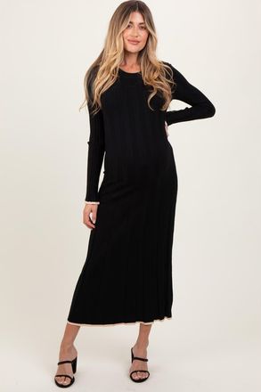 Pinkblush Ribbed Knit Maxi Sweater Dress in Black at Nordstrom, Size Medium