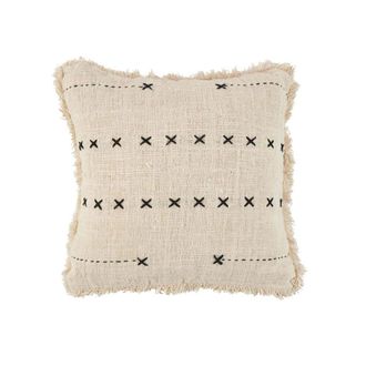 Bazar Bizar Funda de coj&iacute;n de algod&oacute;n en marr&oacute;n y negro 50x50x10 cm