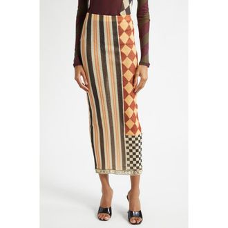 Jean Paul Gaultier Patchwork Print Mesh Maxi Skirt in Burgundy Multicolor at Nordstrom, Size X-Small