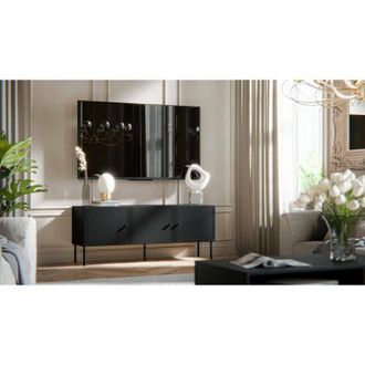 Dmora Mueble De Tv Sarzana, Aparador De Sal&oacute;n Con Tres Puertas Batientes, Elevado Del Suelo, 151x40 H60 Cm, Negro