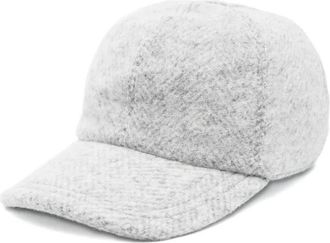 Lorena Antoniazzi Herringbone Baseball Cap met Leren Band - Dames - Petten - Grijs - L - Leer - Accessoires