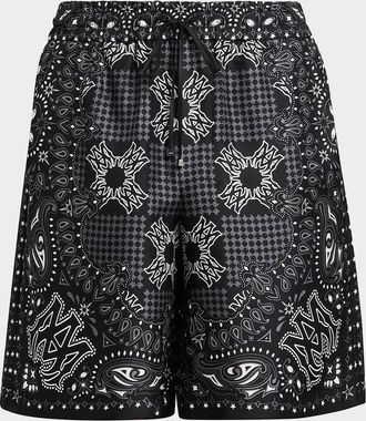 Amiri Printed Silk MA Bandana Drawstring Shorts