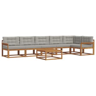 vidaXL Conjunto De Sof&aacute;s De Exterior 7 Pcs Gris Natural Y Claro Vidaxl