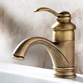 OEM Robinet Lavabo - Laiton Massif - Finition Bronze Vieilli - Montage Sur Pont - Hauteur 16,5 Cm - 1 Trous - Froid Et Chaud - 1 Pi&egrave;ce