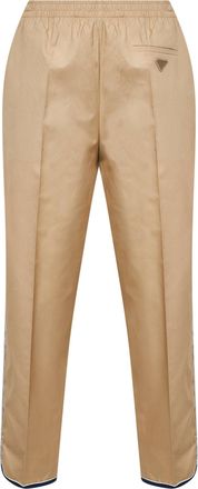 Prada Womens Desert Twill Trousers With Tapered Leg Beige Polyester