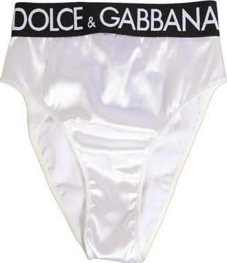 Dolce & Gabbana Satin High-Waist Slip - Heren - Onderbroek - Wit - S - Nylon - Ondergoed