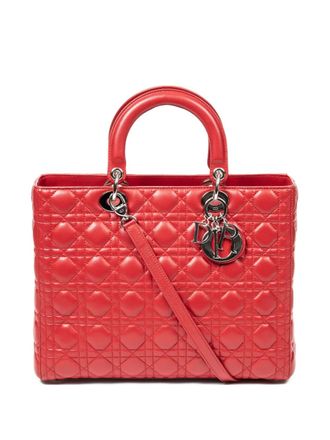 Dior large Lady Dior tote bag - women - Calf Leather - One Size - Red