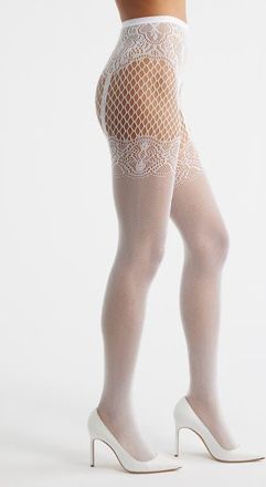 High Heel Jungle Suspend Reality Mesh Tights in White at Nordstrom
