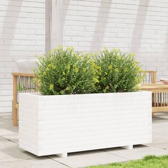 Berkfield Home Decorative Garden Planter White 110x40x49.5 cm Solid Wood Pine