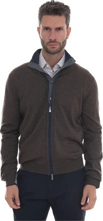 Gran Sasso Full Zip Cardigan - Heren - Vesten - Bruin - 4XL - Wol - Truien & Vesten