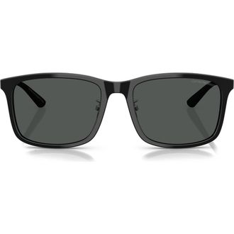 Emporio Armani 57mm Square Sunglasses in Shiny Black /Dark Grey at Nordstrom