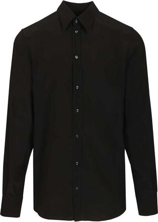 Dolce & Gabbana Silk crepe de chine martini overhemd - Heren - Zakelijke Overhemden - Zwart - M - Leer - Overhemden