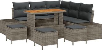 vidaXL Vidaxl - Garden Sofa Set with Cushion 9 pcs Grey Poly rattan