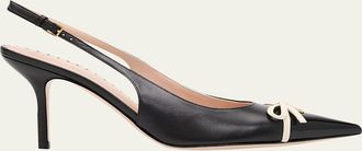 Valentino Garavani 45mm Bepointy Patent Leather and Kidskin Slingback Pumps