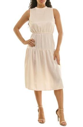 Nina Leonard Sleeveless Back Bow Tiered Dress in Ivory at Nordstrom Rack, Size X-Large
