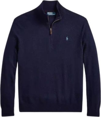 Polo Ralph Lauren Merino Wol Half-Zip Trui - Heren - Coltruien - Blauw - 2XL - Wol - Truien & Vesten