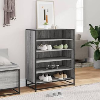 Berkfield Home Shoe Cabinet Grey Sonoma 75x38x97.5 cm Engineered Wood & Metal