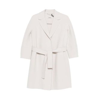 Max Mara Belted Coats, female, White, Size: S Esturia Wool Wrap Coat