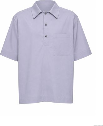 Hev&ograve; Light Grey Short Sleeve Cotton Overshirt