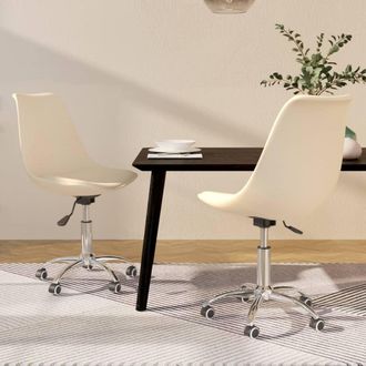 vidaXL Vidaxl - Sillas De Comedor Giratorias 2 Unidades Tela Color Crema