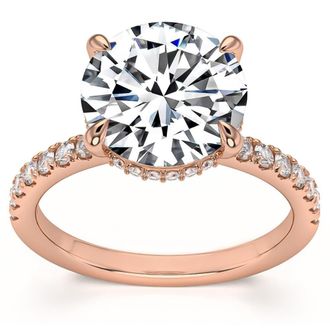 Pompeii3 3 1/2Ct Diamond Engagement Ring Side Halo14k White Yellow or Rose Gold Lab Gold