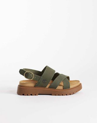 Timberland Sandali con cinturino posteriore in nabuk verde scuro
