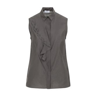 PESERICO Peserico, Shirts, female, Brown, Size: XS Cotton Silk Top